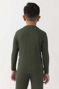 Haut enfant — Bamboo maille gaufrée Base Layer manches longues