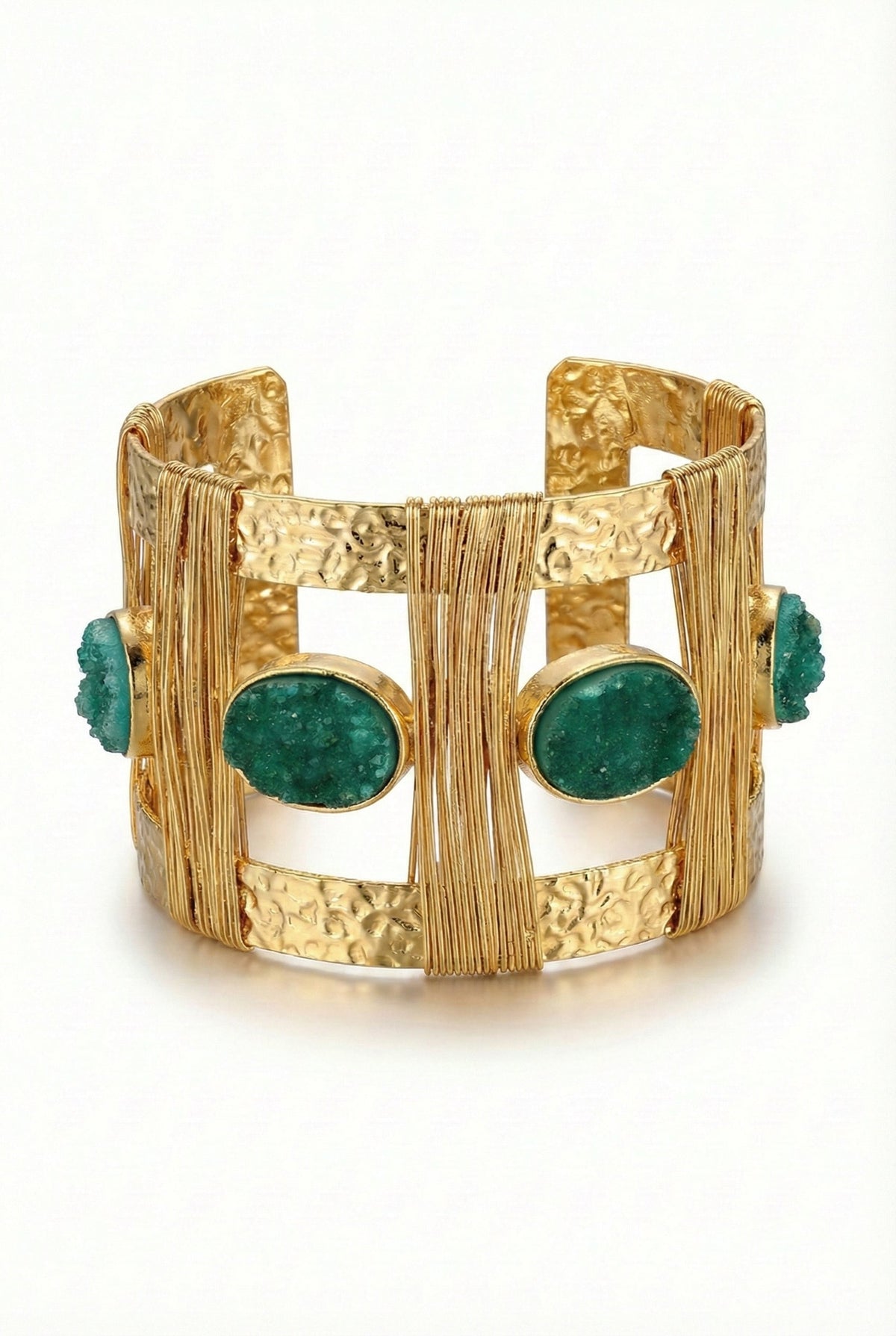 Bijou — Green Druzy fantaisie manchette bracelet — The Loomia