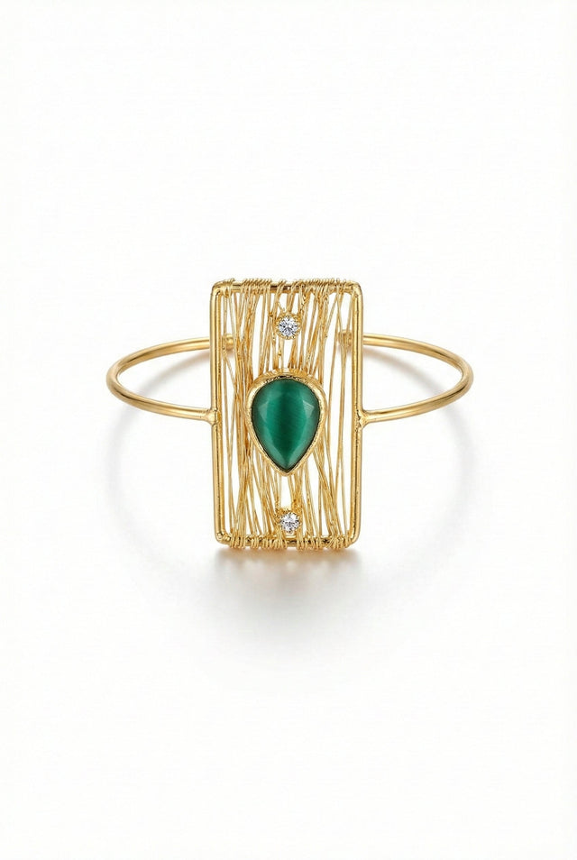 Bijou — Cat’s Eye et Zircon fantaisie manchette bracelet