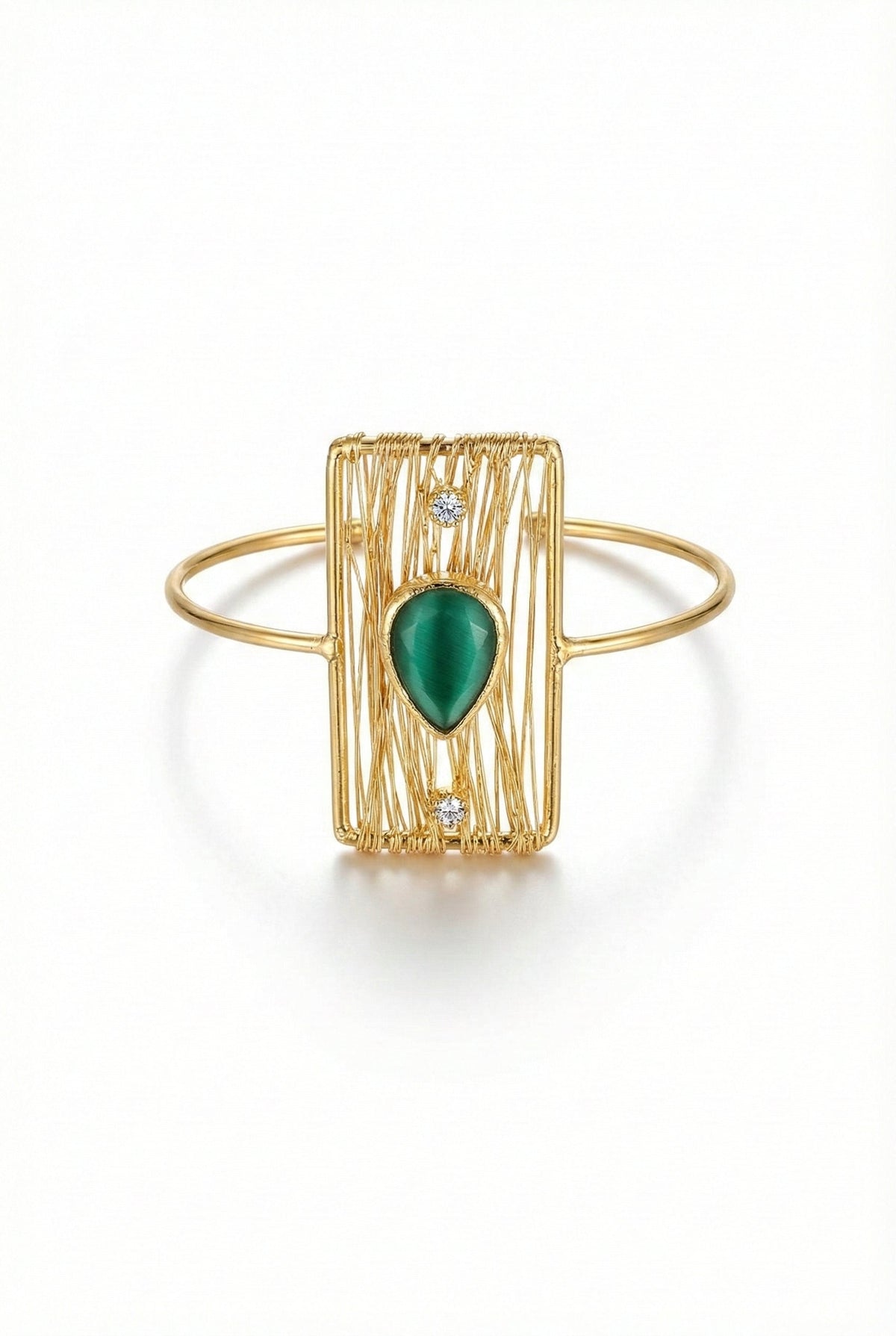 Bijou — Cat’s Eye et Zircon fantaisie manchette bracelet — The Loomia