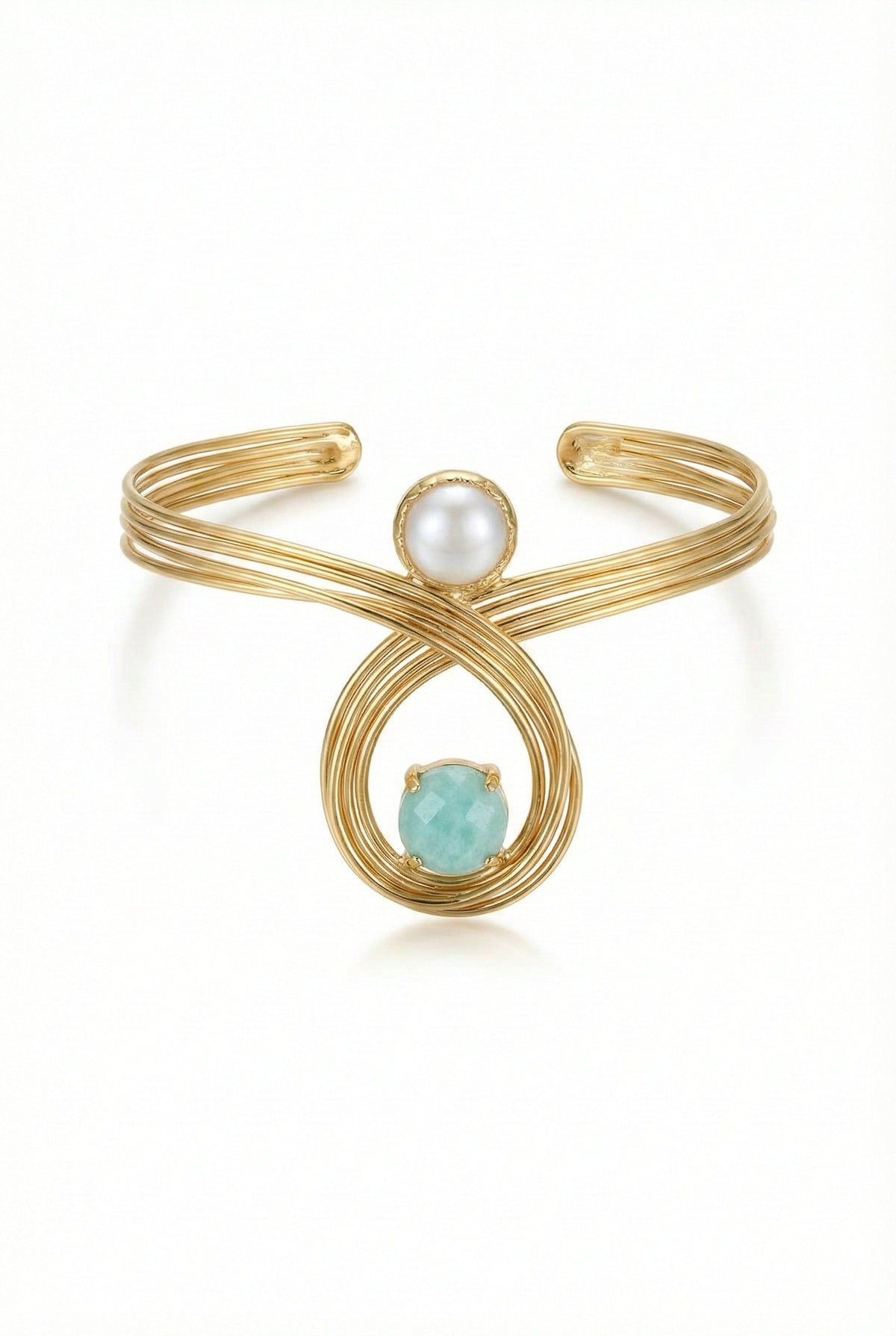 Bijou — Baroque perle et Cat’s Eye fantaisie manchette bracelet — The Loomia