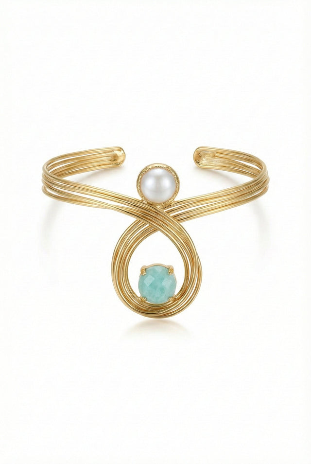 Bijou — Baroque perle et Cat’s Eye fantaisie manchette bracelet