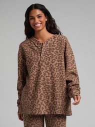 Haut — gaufré détente Henley manches longues