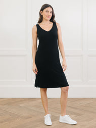 Robe femme — Bamboo côtelé-maille col V détente