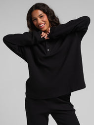 Haut — gaufré détente Henley manches longues