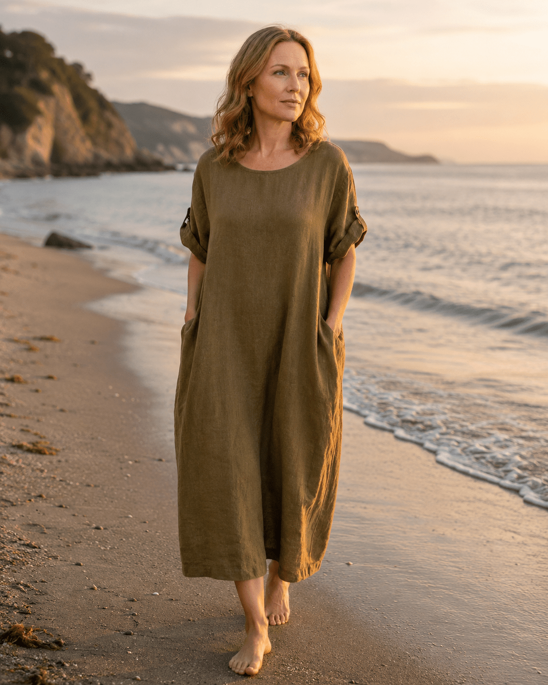 Robe — Shirred Pocket lin Loose — The Loomia