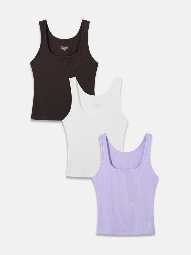 Débardeur — côtelé Contour longueur taille lot de 3