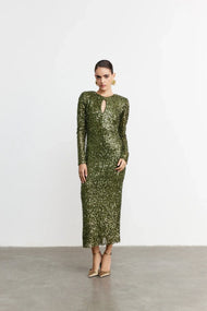 Robe — Olive Éclat Sequin Keyhole