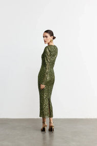 Robe — Olive Éclat Sequin Keyhole