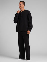 Haut — gaufré détente Henley manches longues
