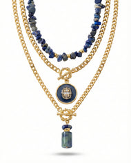 Bijou — Layered Gold Chain collier avec Natural Lapis Stone