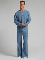 Haut — gaufré détente Henley manches longues