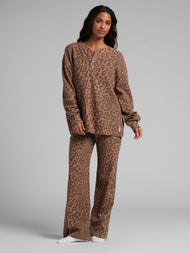 Haut — gaufré détente Henley manches longues