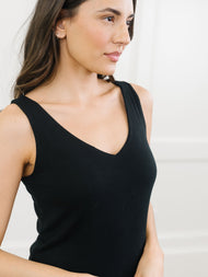 Robe femme — Bamboo côtelé-maille col V détente