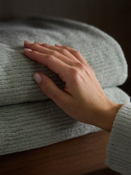 Draps de bain en éponge côtelée