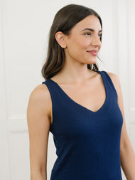 Robe femme — Bamboo côtelé-maille col V détente