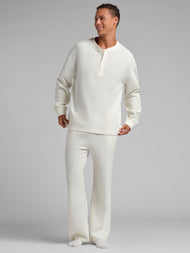 Haut — gaufré détente Henley manches longues