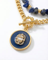 Bijou — Layered Gold Chain collier avec Natural Lapis Stone