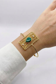 Bijou — Cat’s Eye et Zircon fantaisie manchette bracelet