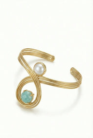 Bijou — Baroque perle et Cat’s Eye fantaisie manchette bracelet