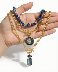 Bijou — Layered Gold Chain collier avec Natural Lapis Stone