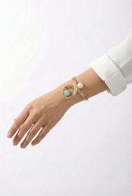 Bijou — Baroque perle et Cat’s Eye fantaisie manchette bracelet