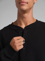 Haut — gaufré détente Henley manches longues
