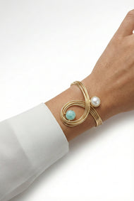 Bijou — Baroque perle et Cat’s Eye fantaisie manchette bracelet