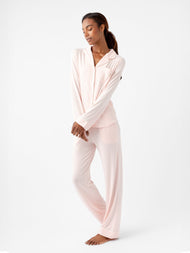 Haut de pyjama femme — maille extensible Bamboo manches longues - grande taille