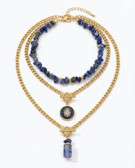 Bijou — Layered Gold Chain collier avec Natural Lapis Stone