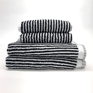 Serviette pour les mains — Doris éponge turc avec Finished Edge - noir et blanc rayure
