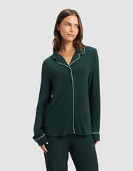 Haut de pyjama femme — Bamboo côtelé-maille Classic manches longues