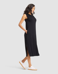 Robe femme — brossé Bamboo sans manches midi