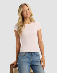 T-shirt femme — Fine côtelé