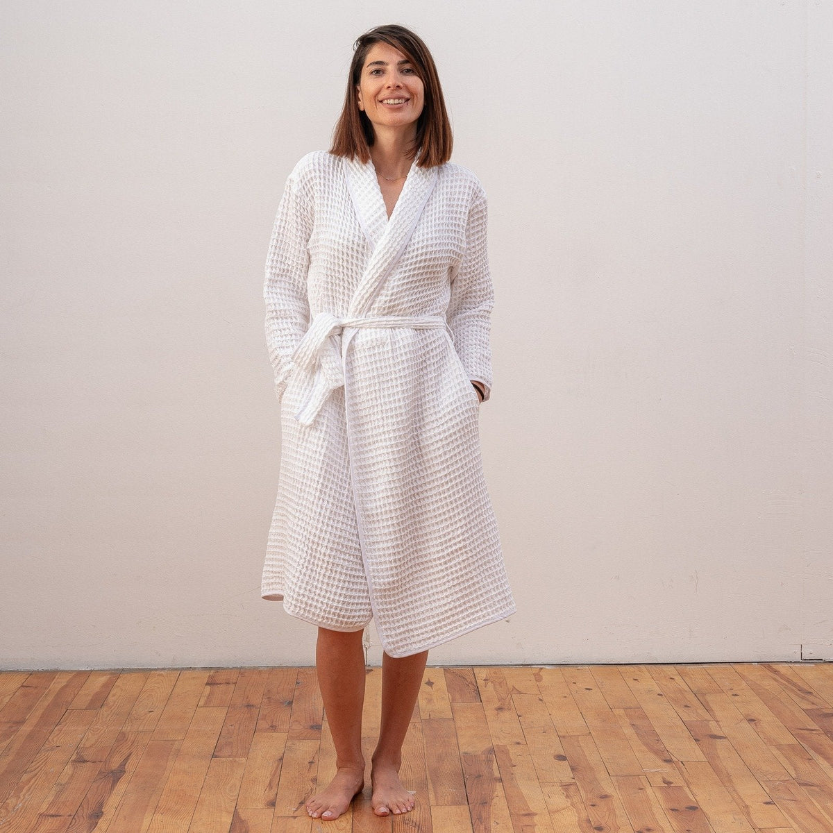 Peignoir unisexe — Heena tissage gaufré — The Loomia