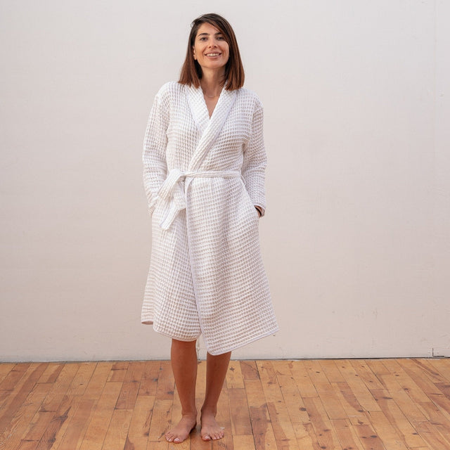 Peignoir unisexe — Heena tissage gaufré