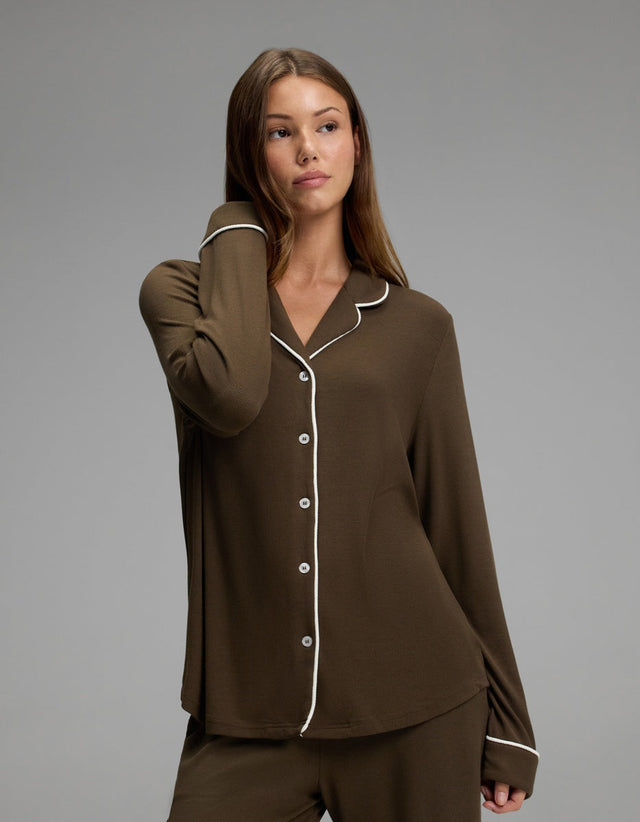 Haut de pyjama femme — Bamboo côtelé-maille Classic manches longues