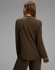 Haut de pyjama femme — Bamboo côtelé-maille Classic manches longues