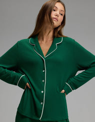 Haut de pyjama femme — Bamboo côtelé-maille Classic manches longues