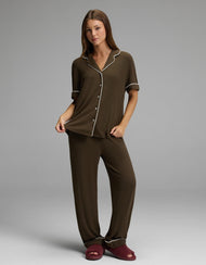 Haut de pyjama femme — Bamboo côtelé-maille Classic manches courtes