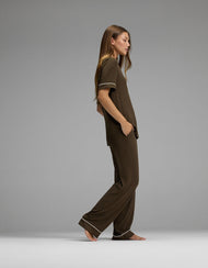 Pyjama femme — Bamboo côtelé-maille Classic manches courtes