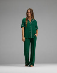 Pyjama femme — Bamboo côtelé-maille Classic manches courtes