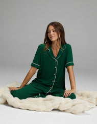 Pyjama femme — Bamboo côtelé-maille Classic manches courtes