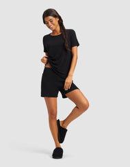 Short femme — Bamboo côtelé-maille détente