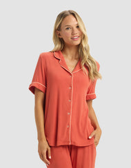 Haut de pyjama femme — Bamboo côtelé-maille Classic manches courtes