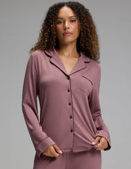Haut de pyjama femme — maille extensible Bamboo manches longues - Petite