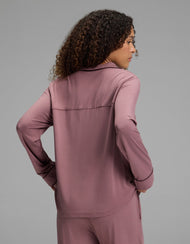 Haut de pyjama femme — maille extensible Bamboo manches longues - Petite