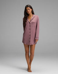 Chemise de nuit femme — maille extensible Bamboo manches longues nuit