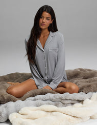 Chemise de nuit femme — maille extensible Bamboo manches longues nuit