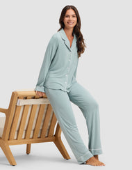 Haut de pyjama femme — maille extensible Bamboo manches longues